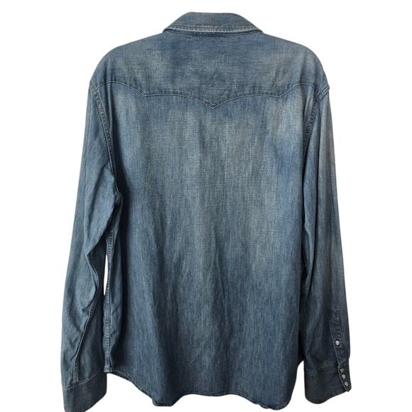 Ralph Lauren Purple Label Italian Made Western Denim Shirt Pearl Snap Men'sXXL - Picture 2 of 9